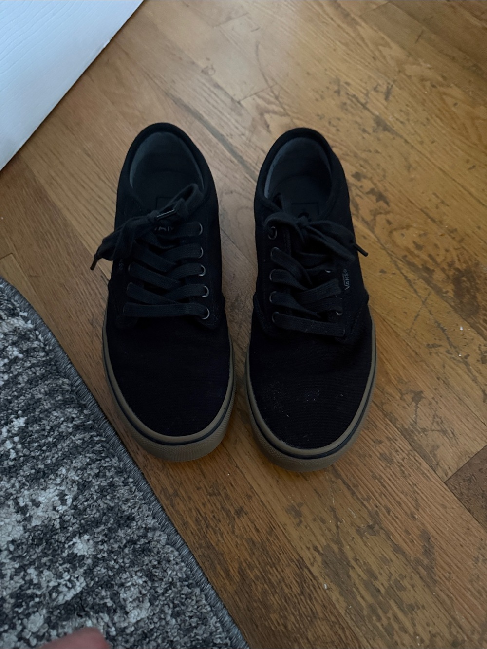 Black Canvas Low-Top Sneakers with Gum Sole